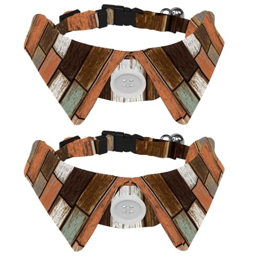 Hundehalsband mit Fliege und Glocke, altes Holz-Retro-Muster, verstellbares Revers-Design, Katzen-Fliege, Halsband für kleine Haustiere, 2 Stück Hundehalsband mit Fliege und Glocke, altes Holz-Retro-Muster, verstellbares Revers-Design, Katzen-Fliege, Halsband für kleine Haustiere, 2 Stück von lcndlsoe