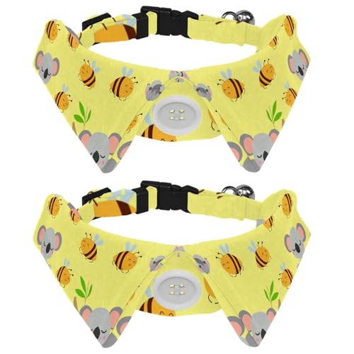 Hundehalsband mit Fliege und Glocke, schlafender Koala und Bienen, verstellbares Revers-Design, Katzenfliege, Halsband für kleine Haustiere, 2 Stück Hundehalsband mit Fliege und Glocke, schlafender Koala und Bienen, verstellbares Revers-Design, Katzenfliege, Halsband für kleine Haustiere, 2 Stück von lcndlsoe