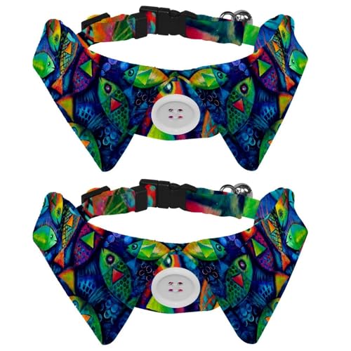 Hundehalsband mit Fliege und Glocke, viele Fische im Ozean, verstellbares Revers-Design, Katzenfliege, Halsband für kleine Haustiere, 2 Stück Hundehalsband mit Fliege und Glocke, viele Fische im Ozean, verstellbares Revers-Design, Katzenfliege, Halsband für kleine Haustiere, 2 Stück von lcndlsoe