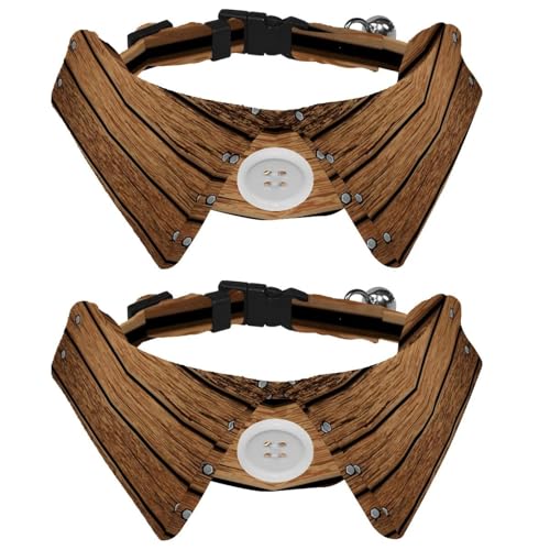 Hundehalsband mit Fliege und Glöckchen, Altholzmalerei, verstellbares Revers-Design, Katzenfliege, Halsband für kleine Haustiere, 2 Stück Hundehalsband mit Fliege und Glöckchen, Altholzmalerei, verstellbares Revers-Design, Katzenfliege, Halsband für kleine Haustiere, 2 Stück von lcndlsoe