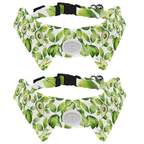 Hundehalsband mit Fliege und Glöckchen, Avocados und Blättern, verstellbares Revers-Design, Katzenfliege, Halsband für kleine Haustiere, 2 Stück Hundehalsband mit Fliege und Glöckchen, Avocados und Blättern, verstellbares Revers-Design, Katzenfliege, Halsband für kleine Haustiere, 2 Stück von lcndlsoe