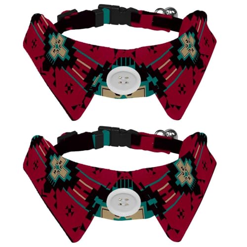 Hundehalsband mit Fliege und Glöckchen, Azteken-Ethno-Muster, verstellbares Revers-Design, Katzenfliege, Halsband für kleine Haustiere, 2 Stück Hundehalsband mit Fliege und Glöckchen, Azteken-Ethno-Muster, verstellbares Revers-Design, Katzenfliege, Halsband für kleine Haustiere, 2 Stück von lcndlsoe