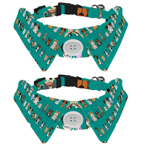 Hundehalsband mit Fliege und Glöckchen, Cartoon-Hunde, verstellbares Revers-Design, Katzenfliege, Halsband für kleine Haustiere, 2 Stück Hundehalsband mit Fliege und Glöckchen, Cartoon-Hunde, verstellbares Revers-Design, Katzenfliege, Halsband für kleine Haustiere, 2 Stück von lcndlsoe