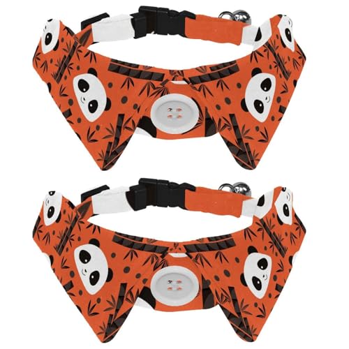 Hundehalsband mit Fliege und Glöckchen, Cartoon-Panda-Gesicht, Bambus, verstellbares Revers-Design, Katzen-Fliege, Halsband für kleine Haustiere, 2 Stück Hundehalsband mit Fliege und Glöckchen, Cartoon-Panda-Gesicht, Bambus, verstellbares Revers-Design, Katzen-Fliege, Halsband für kleine Haustiere, 2 Stück von lcndlsoe
