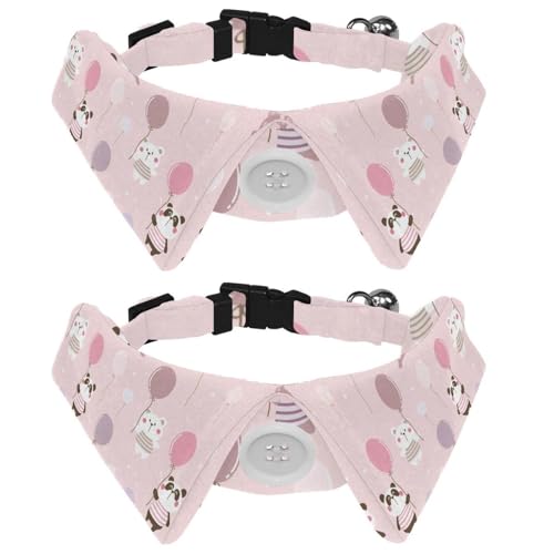 Hundehalsband mit Fliege und Glöckchen, Cartoon-Panda und Bär mit Ballonmuster, verstellbares Revers-Design, Katzenfliege, Halsband für kleine Haustiere, 2 Stück Hundehalsband mit Fliege und Glöckchen, Cartoon-Panda und Bär mit Ballonmuster, verstellbares Revers-Design, Katzenfliege, Halsband für kleine Haustiere, 2 Stück von lcndlsoe