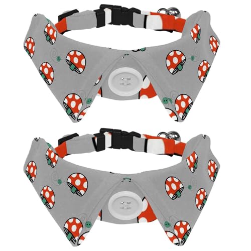 Hundehalsband mit Fliege und Glöckchen, Cartoon-Pilzschnecke, verstellbares Revers-Design, Katzenfliege, Halsband für kleine Haustiere, 2 Stück Hundehalsband mit Fliege und Glöckchen, Cartoon-Pilzschnecke, verstellbares Revers-Design, Katzenfliege, Halsband für kleine Haustiere, 2 Stück von lcndlsoe