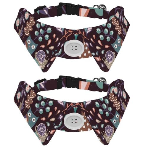 Hundehalsband mit Fliege und Glöckchen, Eule, Eichhörnchen, Schnecken, Nüsse, Blätter, verstellbares Revers-Design, Katzenfliege, Halsband für kleine Haustiere, 2 Stück Hundehalsband mit Fliege und Glöckchen, Eule, Eichhörnchen, Schnecken, Nüsse, Blätter, verstellbares Revers-Design, Katzenfliege, Halsband für kleine Haustiere, 2 Stück von lcndlsoe
