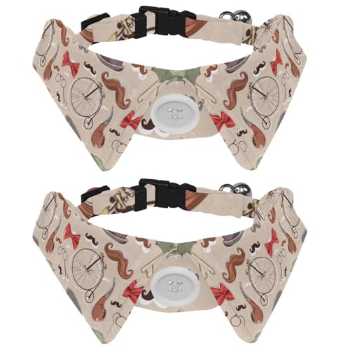 Hundehalsband mit Fliege und Glöckchen, Fahrradpfeife, Bart Hut, verstellbares Revers-Design, Katzenfliege, Halsband für kleine Haustiere, 2 Stück Hundehalsband mit Fliege und Glöckchen, Fahrradpfeife, Bart Hut, verstellbares Revers-Design, Katzenfliege, Halsband für kleine Haustiere, 2 Stück von lcndlsoe