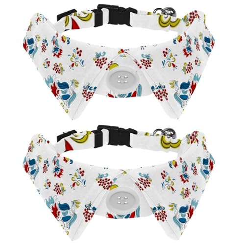 Hundehalsband mit Fliege und Glöckchen, Feuervogel und Johannisbeere in russischem Vogel, Blumenmuster, verstellbares Revers-Design, Katzenfliege, Halsband für kleine Haustiere, 2 Stück Hundehalsband mit Fliege und Glöckchen, Feuervogel und Johannisbeere in russischem Vogel, Blumenmuster, verstellbares Revers-Design, Katzenfliege, Halsband für kleine Haustiere, 2 Stück von lcndlsoe