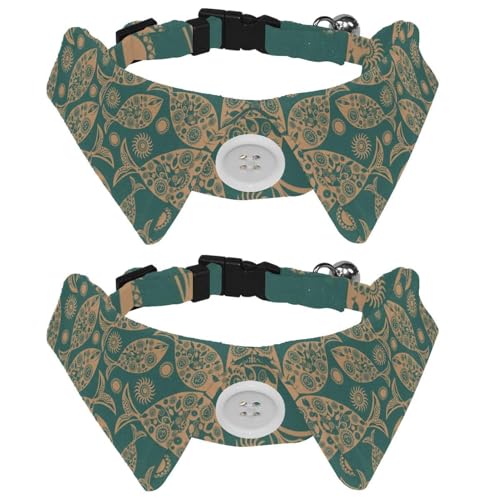 Hundehalsband mit Fliege und Glöckchen, Fisch-Blumenmuster, verstellbares Revers-Design, Katzenfliege, Halsband für kleine Haustiere, 2 Stück Hundehalsband mit Fliege und Glöckchen, Fisch-Blumenmuster, verstellbares Revers-Design, Katzenfliege, Halsband für kleine Haustiere, 2 Stück von lcndlsoe