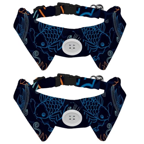 Hundehalsband mit Fliege und Glöckchen, Fisch-Karpfen, Lotus, verstellbares Revers-Design, Katzenfliege, Halsband für kleine Haustiere, 2 Stück Hundehalsband mit Fliege und Glöckchen, Fisch-Karpfen, Lotus, verstellbares Revers-Design, Katzenfliege, Halsband für kleine Haustiere, 2 Stück von lcndlsoe