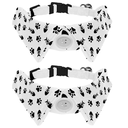 Hundehalsband mit Fliege und Glöckchen, Fischgräten- und Tierkatzenpfotenmuster, verstellbares Revers-Design, Katzenfliege, Halsband für kleine Haustiere, 2 Stück Hundehalsband mit Fliege und Glöckchen, Fischgräten- und Tierkatzenpfotenmuster, verstellbares Revers-Design, Katzenfliege, Halsband für kleine Haustiere, 2 Stück von lcndlsoe
