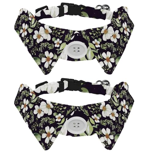 Hundehalsband mit Fliege und Glöckchen, Frühlingsblumen, weiße Blume, verstellbares Revers-Design, Katzenfliege, Halsband für kleine Haustiere, 2 Stück Hundehalsband mit Fliege und Glöckchen, Frühlingsblumen, weiße Blume, verstellbares Revers-Design, Katzenfliege, Halsband für kleine Haustiere, 2 Stück von lcndlsoe