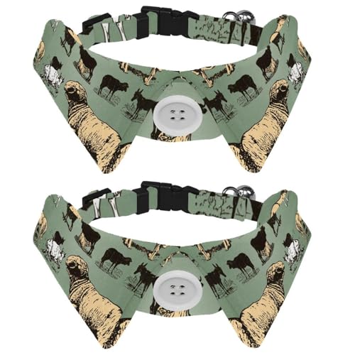 Hundehalsband mit Fliege und Glöckchen, Geflügel, Tiere, Schwein, Kuh, verstellbares Revers-Design, Katzen-Fliege, Halsband für kleine Haustiere, 2 Stück Hundehalsband mit Fliege und Glöckchen, Geflügel, Tiere, Schwein, Kuh, verstellbares Revers-Design, Katzen-Fliege, Halsband für kleine Haustiere, 2 Stück von lcndlsoe