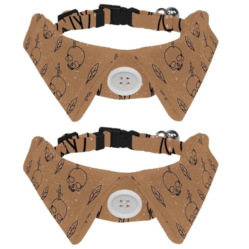 Hundehalsband mit Fliege und Glöckchen, Horror-Totenkopf-Schwert, verstellbares Revers-Design, Katzen-Fliege, Halsband für kleine Haustiere, 2 Stück Hundehalsband mit Fliege und Glöckchen, Horror-Totenkopf-Schwert, verstellbares Revers-Design, Katzen-Fliege, Halsband für kleine Haustiere, 2 Stück von lcndlsoe