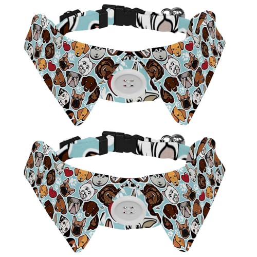 Hundehalsband mit Fliege und Glöckchen, Hundekopfmuster, verstellbares Revers-Design, Katzenfliege, Halsband für kleine Haustiere, 2 Stück Hundehalsband mit Fliege und Glöckchen, Hundekopfmuster, verstellbares Revers-Design, Katzenfliege, Halsband für kleine Haustiere, 2 Stück von lcndlsoe