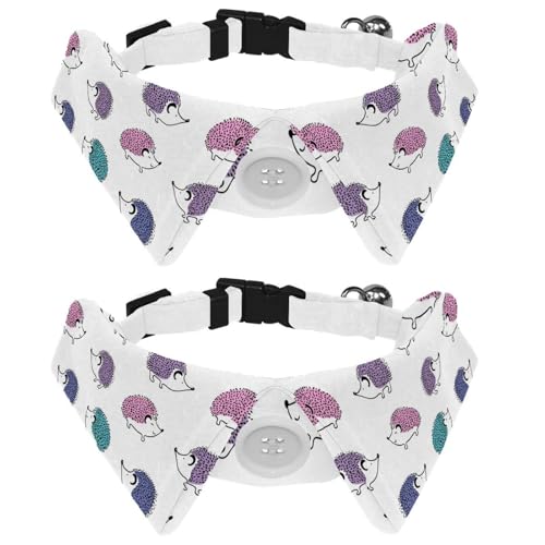 Hundehalsband mit Fliege und Glöckchen, Igel, niedliches Cartoon-Tiermuster, verstellbares Revers-Design, Katzen-Fliege, Halsband für kleine Haustiere, 2 Stück Hundehalsband mit Fliege und Glöckchen, Igel, niedliches Cartoon-Tiermuster, verstellbares Revers-Design, Katzen-Fliege, Halsband für kleine Haustiere, 2 Stück von lcndlsoe