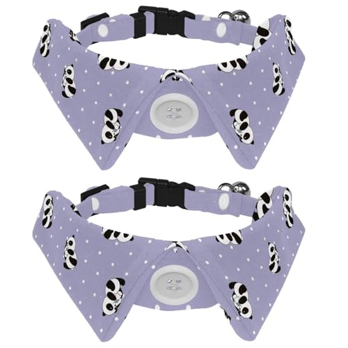 Hundehalsband mit Fliege und Glöckchen, Kawaii, niedliches Panda-Punkte, violettes Muster, verstellbares Revers-Design, Katzen-Fliege, Halsband für kleine Haustiere, 2 Stück Hundehalsband mit Fliege und Glöckchen, Kawaii, niedliches Panda-Punkte, violettes Muster, verstellbares Revers-Design, Katzen-Fliege, Halsband für kleine Haustiere, 2 Stück von lcndlsoe
