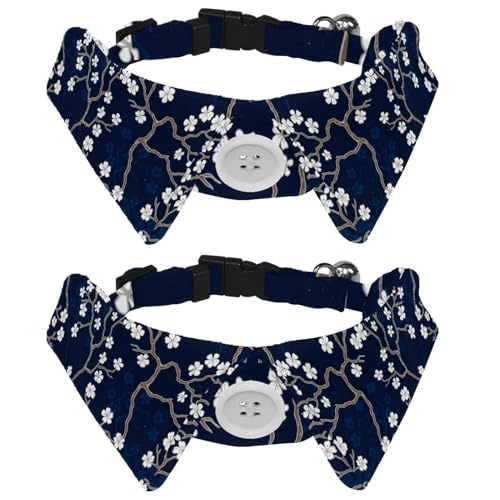 Hundehalsband mit Fliege und Glöckchen, Kirschblüten-Zweige Muster, verstellbares Revers-Design, Katzenfliege, Halsband für kleine Haustiere, 2 Stück Hundehalsband mit Fliege und Glöckchen, Kirschblüten-Zweige Muster, verstellbares Revers-Design, Katzenfliege, Halsband für kleine Haustiere, 2 Stück von lcndlsoe