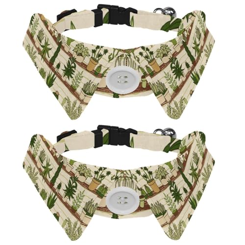 Hundehalsband mit Fliege und Glöckchen, Motiv: Kaktus, Katze, Cartoon, verstellbares Revers-Design, Katzenfliege, Halsband für kleine Haustiere, 2 Stück Hundehalsband mit Fliege und Glöckchen, Motiv: Kaktus, Katze, Cartoon, verstellbares Revers-Design, Katzenfliege, Halsband für kleine Haustiere, 2 Stück von lcndlsoe