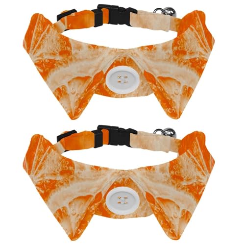 Hundehalsband mit Fliege und Glöckchen, Obst-Orange, Kunstmalerei, verstellbares Revers-Design, Katzenfliege, Halsband für kleine Haustiere, 2 Stück Hundehalsband mit Fliege und Glöckchen, Obst-Orange, Kunstmalerei, verstellbares Revers-Design, Katzenfliege, Halsband für kleine Haustiere, 2 Stück von lcndlsoe