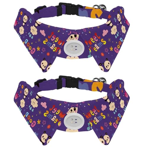 Hundehalsband mit Fliege und Glöckchen, Panda-Motiv "Good Night Sweet Dreams", verstellbares Revers-Design, Katzenfliege, Halsband für kleine Haustiere, 2 Stück Hundehalsband mit Fliege und Glöckchen, Panda-Motiv "Good Night Sweet Dreams", verstellbares Revers-Design, Katzenfliege, Halsband für kleine Haustiere, 2 Stück von lcndlsoe