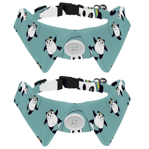 Hundehalsband mit Fliege und Glöckchen, Panda-Sport, niedlicher Bär in verschiedenen Posen, Cartoon-Muster, verstellbares Revers-Design, Katzen-Fliege, Halsband für kleine Haustiere, 2 Stück Hundehalsband mit Fliege und Glöckchen, Panda-Sport, niedlicher Bär in verschiedenen Posen, Cartoon-Muster, verstellbares Revers-Design, Katzen-Fliege, Halsband für kleine Haustiere, 2 Stück von lcndlsoe