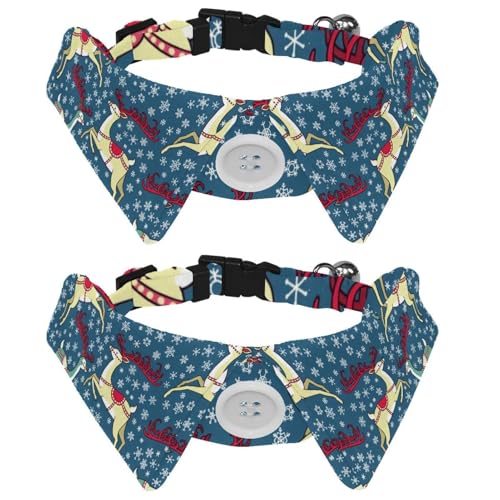 Hundehalsband mit Fliege und Glöckchen, Rentier-Schneemuster, verstellbares Revers-Design, Katzenfliege, Halsband für kleine Haustiere, 2 Stück Hundehalsband mit Fliege und Glöckchen, Rentier-Schneemuster, verstellbares Revers-Design, Katzenfliege, Halsband für kleine Haustiere, 2 Stück von lcndlsoe
