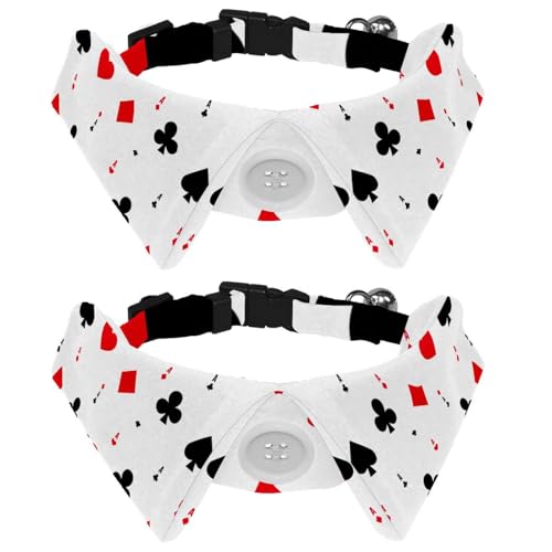 Hundehalsband mit Fliege und Glöckchen, Schwarz und Rot, Pokerkarten, verstellbares Revers-Design, Katzenfliege, Halsband für kleine Haustiere, 2 Stück Hundehalsband mit Fliege und Glöckchen, Schwarz und Rot, Pokerkarten, verstellbares Revers-Design, Katzenfliege, Halsband für kleine Haustiere, 2 Stück von lcndlsoe