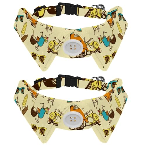 Hundehalsband mit Fliege und Glöckchen, Sommer-Hawaii, verstellbares Revers-Design, Katzen-Fliege, Halsband für kleine Haustiere, 2 Stück Hundehalsband mit Fliege und Glöckchen, Sommer-Hawaii, verstellbares Revers-Design, Katzen-Fliege, Halsband für kleine Haustiere, 2 Stück von lcndlsoe