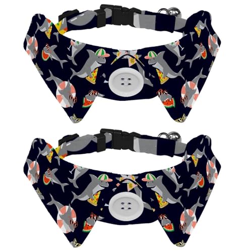 Hundehalsband mit Fliege und Glöckchen, Sommerhaie in Sonnenbrille, essende Wassermelone, verstellbares Revers-Design, Katzenfliege, Halsband für kleine Haustiere, 2 Stück Hundehalsband mit Fliege und Glöckchen, Sommerhaie in Sonnenbrille, essende Wassermelone, verstellbares Revers-Design, Katzenfliege, Halsband für kleine Haustiere, 2 Stück von lcndlsoe