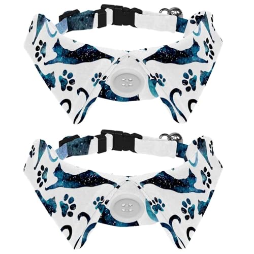 Hundehalsband mit Fliege und Glöckchen, Sternenhimmel und Katzen, verstellbares Revers-Design, Katzenfliege, Halsband für kleine Haustiere, 2 Stück Hundehalsband mit Fliege und Glöckchen, Sternenhimmel und Katzen, verstellbares Revers-Design, Katzenfliege, Halsband für kleine Haustiere, 2 Stück von lcndlsoe
