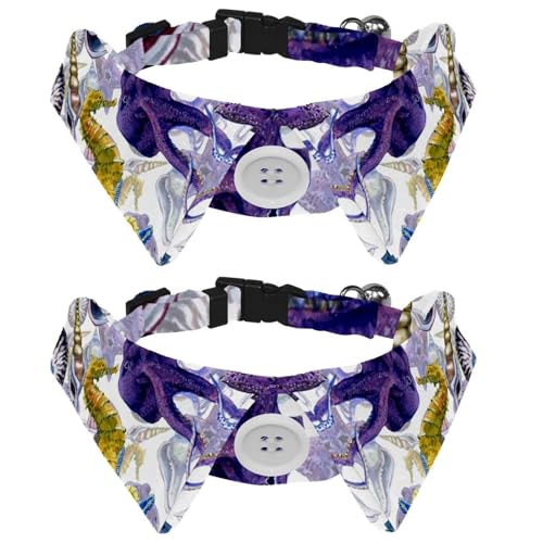 Hundehalsband mit Fliege und Glöckchen, Strandmuschel, Cockleshell, Oktopus, verstellbares Revers-Design, Katzen-Fliege, Halsband für kleine Haustiere, 2 Stück Hundehalsband mit Fliege und Glöckchen, Strandmuschel, Cockleshell, Oktopus, verstellbares Revers-Design, Katzen-Fliege, Halsband für kleine Haustiere, 2 Stück von lcndlsoe