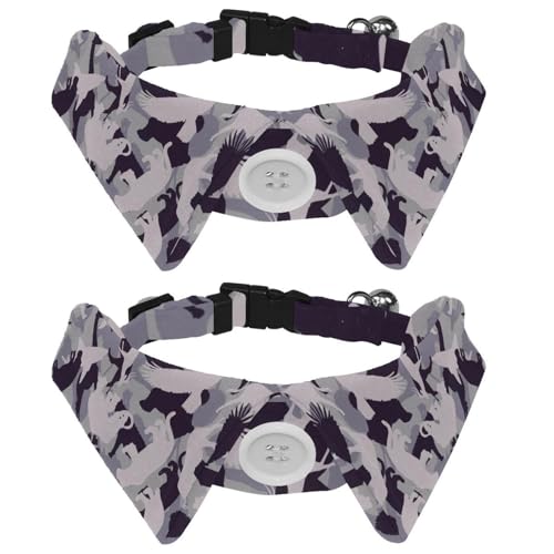 Hundehalsband mit Fliege und Glöckchen, Tarnmuster, Tiere, Hirsch, Vögel, verstellbares Revers-Design, Katzen-Fliege, Halsband für kleine Haustiere, 2 Stück Hundehalsband mit Fliege und Glöckchen, Tarnmuster, Tiere, Hirsch, Vögel, verstellbares Revers-Design, Katzen-Fliege, Halsband für kleine Haustiere, 2 Stück von lcndlsoe