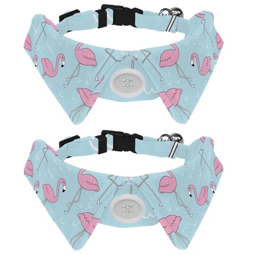 Hundehalsband mit Fliege und Glöckchen, Tiere, rosa Flamingo-Muster, verstellbares Revers-Design, Katzenfliege, Halsband für kleine Haustiere, 2 Stück Hundehalsband mit Fliege und Glöckchen, Tiere, rosa Flamingo-Muster, verstellbares Revers-Design, Katzenfliege, Halsband für kleine Haustiere, 2 Stück von lcndlsoe