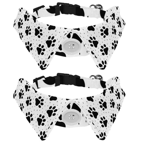 Hundehalsband mit Fliege und Glöckchen, Tierpfotenmuster, verstellbares Revers-Design, Katzenfliege, Halsband für kleine Haustiere, 2 Stück Hundehalsband mit Fliege und Glöckchen, Tierpfotenmuster, verstellbares Revers-Design, Katzenfliege, Halsband für kleine Haustiere, 2 Stück von lcndlsoe