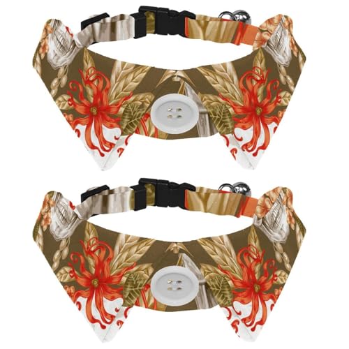 Hundehalsband mit Fliege und Glöckchen, Totenkopf-Blumenblätter, verstellbares Revers-Design, Katzenfliege, Halsband für kleine Haustiere, 2 Stück Hundehalsband mit Fliege und Glöckchen, Totenkopf-Blumenblätter, verstellbares Revers-Design, Katzenfliege, Halsband für kleine Haustiere, 2 Stück von lcndlsoe