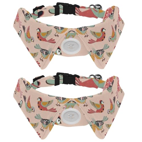 Hundehalsband mit Fliege und Glöckchen, Vögel auf Wiederholung, verstellbares Revers-Design, Katzenfliege, Halsband für kleine Haustiere, 2 Stück Hundehalsband mit Fliege und Glöckchen, Vögel auf Wiederholung, verstellbares Revers-Design, Katzenfliege, Halsband für kleine Haustiere, 2 Stück von lcndlsoe