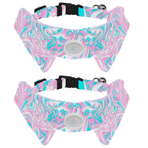 Hundehalsband mit Fliege und Glöckchen, abstrakter Marmor, rosa und blau, Illustration, verstellbares Revers-Design, Katzenfliege, Halsband für kleine Haustiere, 2 Stück Hundehalsband mit Fliege und Glöckchen, abstrakter Marmor, rosa und blau, Illustration, verstellbares Revers-Design, Katzenfliege, Halsband für kleine Haustiere, 2 Stück von lcndlsoe