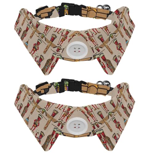 Hundehalsband mit Fliege und Glöckchen, amerikanischer indischer Stil, flacher brauner Hintergrund, verstellbares Revers-Design, Katzenfliege, Halsband für kleine Haustiere, 2 Stück Hundehalsband mit Fliege und Glöckchen, amerikanischer indischer Stil, flacher brauner Hintergrund, verstellbares Revers-Design, Katzenfliege, Halsband für kleine Haustiere, 2 Stück von lcndlsoe