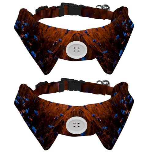 Hundehalsband mit Fliege und Glöckchen, blaue Blumen, verwischte Knospen, verstellbares Revers-Design, Katzenfliege, Halsband für kleine Haustiere, 2 Stück Hundehalsband mit Fliege und Glöckchen, blaue Blumen, verwischte Knospen, verstellbares Revers-Design, Katzenfliege, Halsband für kleine Haustiere, 2 Stück von lcndlsoe