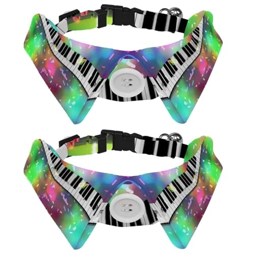 Hundehalsband mit Fliege und Glöckchen, bunt, Klaviertaste, verstellbares Revers-Design, Katzenfliege, Halsband für kleine Haustiere, 2 Stück Hundehalsband mit Fliege und Glöckchen, bunt, Klaviertaste, verstellbares Revers-Design, Katzenfliege, Halsband für kleine Haustiere, 2 Stück von lcndlsoe