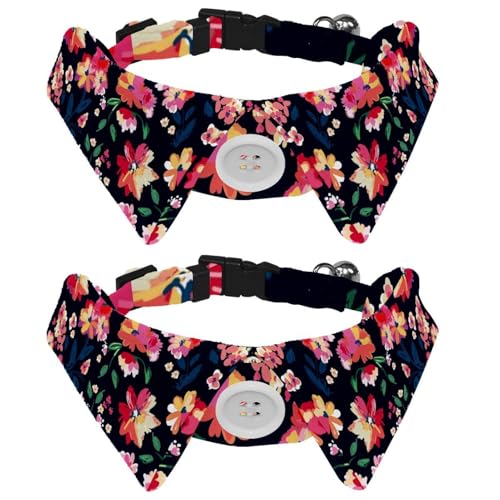 Hundehalsband mit Fliege und Glöckchen, buntes Frühlingsrose, Gänseblümchen, verstellbares Revers-Design, Katzenfliege, Halsband für kleine Haustiere, 2 Stück Hundehalsband mit Fliege und Glöckchen, buntes Frühlingsrose, Gänseblümchen, verstellbares Revers-Design, Katzenfliege, Halsband für kleine Haustiere, 2 Stück von lcndlsoe