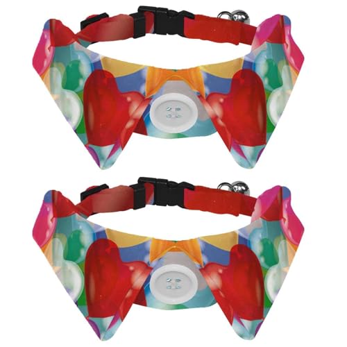 Hundehalsband mit Fliege und Glöckchen, buntes Herzballon, verstellbares Revers-Design, Katzenfliege, Halsband für kleine Haustiere, 2 Stück Hundehalsband mit Fliege und Glöckchen, buntes Herzballon, verstellbares Revers-Design, Katzenfliege, Halsband für kleine Haustiere, 2 Stück von lcndlsoe