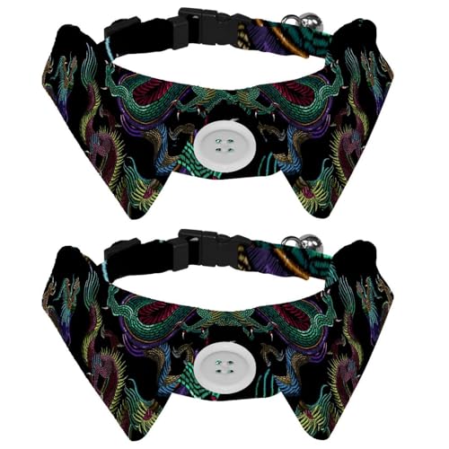 Hundehalsband mit Fliege und Glöckchen, chinesische Drachen, klassisches Muster, verstellbares Revers-Design, Katzenfliege, Halsband für kleine Haustiere, 2 Stück Hundehalsband mit Fliege und Glöckchen, chinesische Drachen, klassisches Muster, verstellbares Revers-Design, Katzenfliege, Halsband für kleine Haustiere, 2 Stück von lcndlsoe