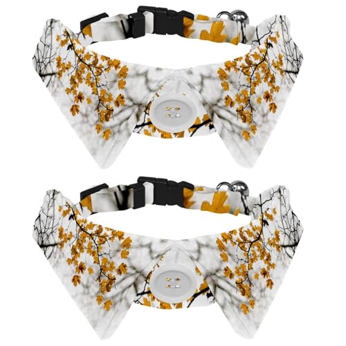 Hundehalsband mit Fliege und Glöckchen, gelbes Blattbaumzweig, verstellbares Revers-Design, Katzenfliege, Halsband für kleine Haustiere, 2 Stück Hundehalsband mit Fliege und Glöckchen, gelbes Blattbaumzweig, verstellbares Revers-Design, Katzenfliege, Halsband für kleine Haustiere, 2 Stück von lcndlsoe