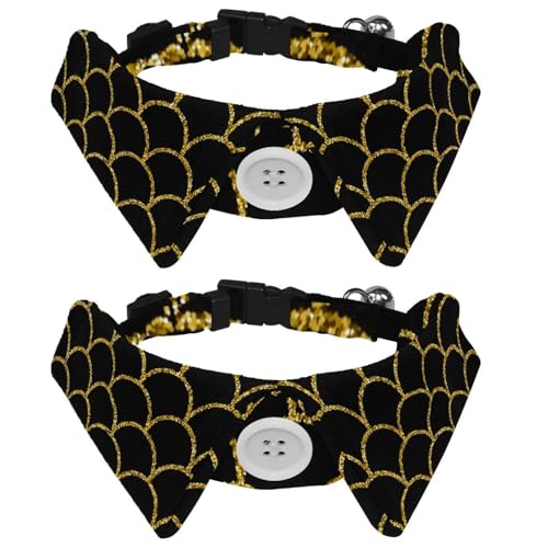 Hundehalsband mit Fliege und Glöckchen, glitzerndes Meerjungfrauen-Fischschuppen-Muster, verstellbares Revers-Design, Katzenfliege, Halsband für kleine Haustiere, 2 Stück Hundehalsband mit Fliege und Glöckchen, glitzerndes Meerjungfrauen-Fischschuppen-Muster, verstellbares Revers-Design, Katzenfliege, Halsband für kleine Haustiere, 2 Stück von lcndlsoe