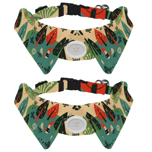Hundehalsband mit Fliege und Glöckchen, grüner Baum, Schmetterling, Wald, Vogel, verstellbares Revers-Design, Katzen-Fliege, Halsband für kleine Haustiere, 2 Stück Hundehalsband mit Fliege und Glöckchen, grüner Baum, Schmetterling, Wald, Vogel, verstellbares Revers-Design, Katzen-Fliege, Halsband für kleine Haustiere, 2 Stück von lcndlsoe