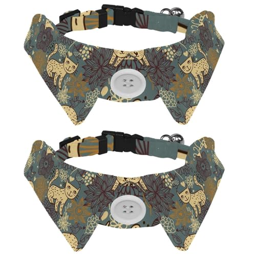 Hundehalsband mit Fliege und Glöckchen, niedliche Katze, Vogel, Blume, verstellbares Revers-Design, Katzenfliege, Halsband für kleine Haustiere, 2 Stück Hundehalsband mit Fliege und Glöckchen, niedliche Katze, Vogel, Blume, verstellbares Revers-Design, Katzenfliege, Halsband für kleine Haustiere, 2 Stück von lcndlsoe