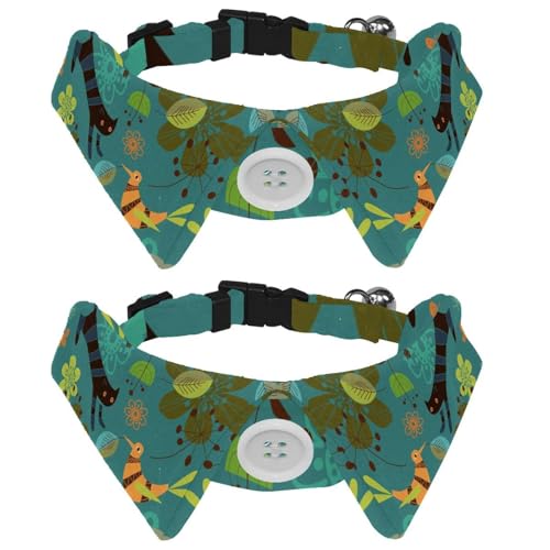 Hundehalsband mit Fliege und Glöckchen, niedliche Katze, Vogel, Blumen, verstellbares Revers-Design, Katzenfliege, Halsband für kleine Haustiere, 2 Stück Hundehalsband mit Fliege und Glöckchen, niedliche Katze, Vogel, Blumen, verstellbares Revers-Design, Katzenfliege, Halsband für kleine Haustiere, 2 Stück von lcndlsoe